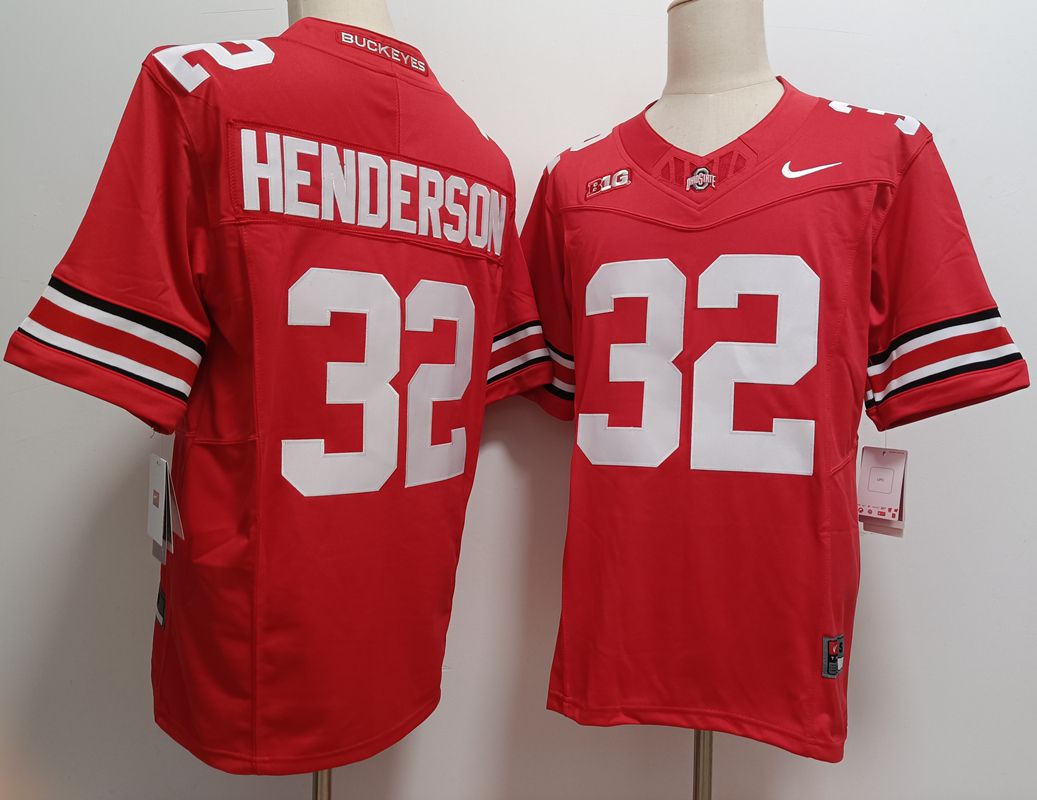 Men Ohio State Buckeyes #32 Henderson Red Nike 2025 NCAA Jersey style 1